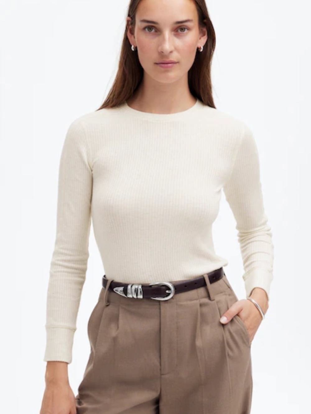 Madewell Ribbed Crewneck Long-Sleeve Tee